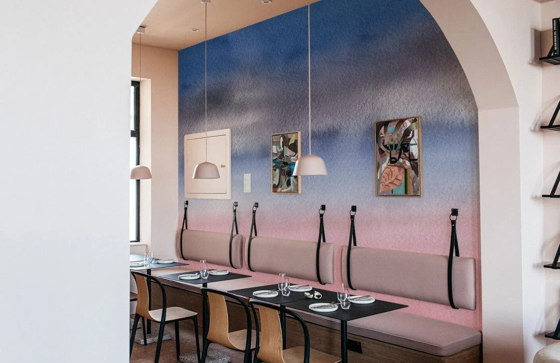 Abstract Blue Pink Watercolor Mural Wallpaper