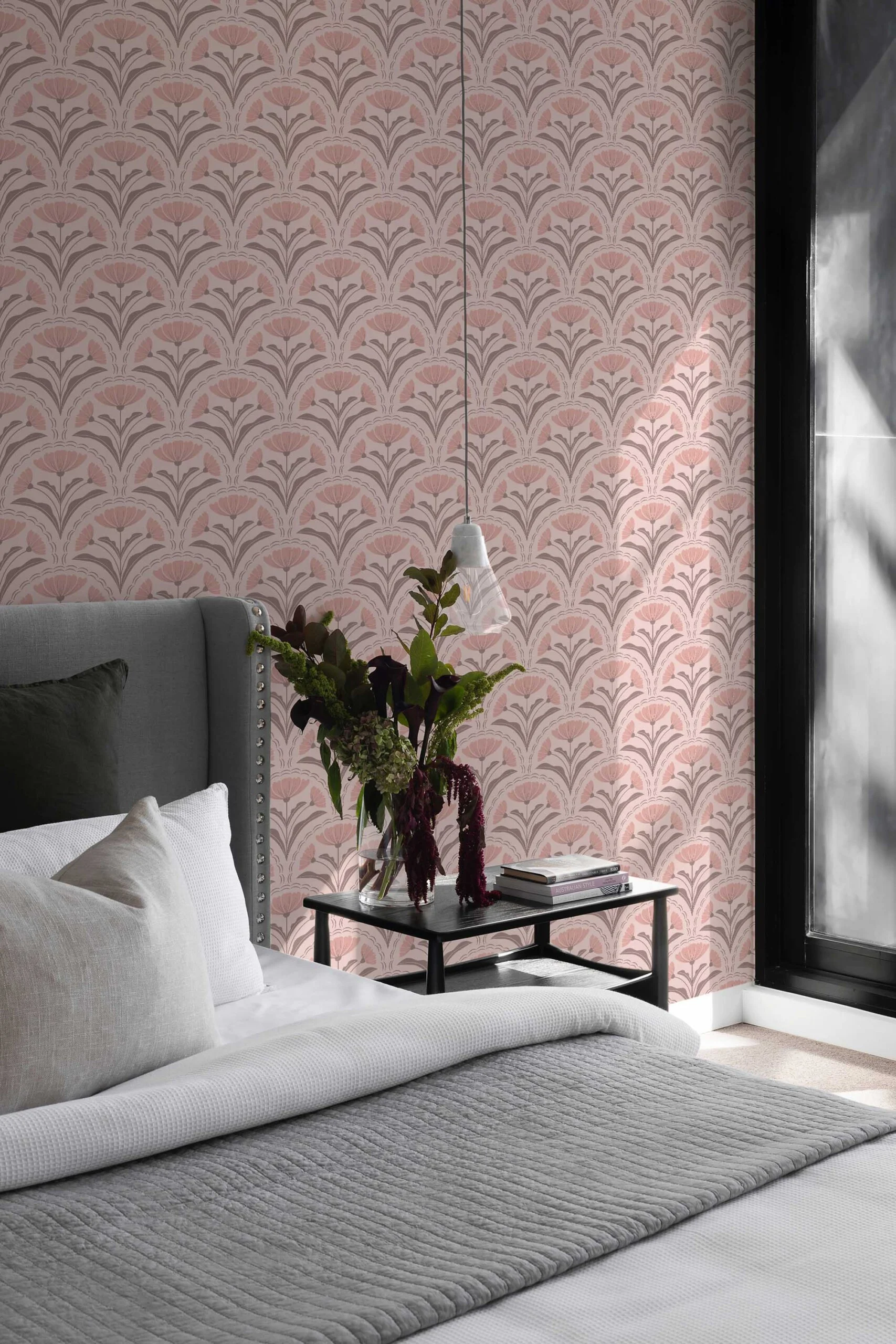 Dusty Rose Deco Wallpaper