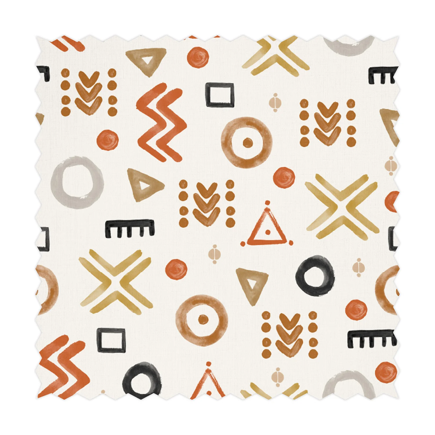 Neutral Decorative Symbols Design Printed Fabric
