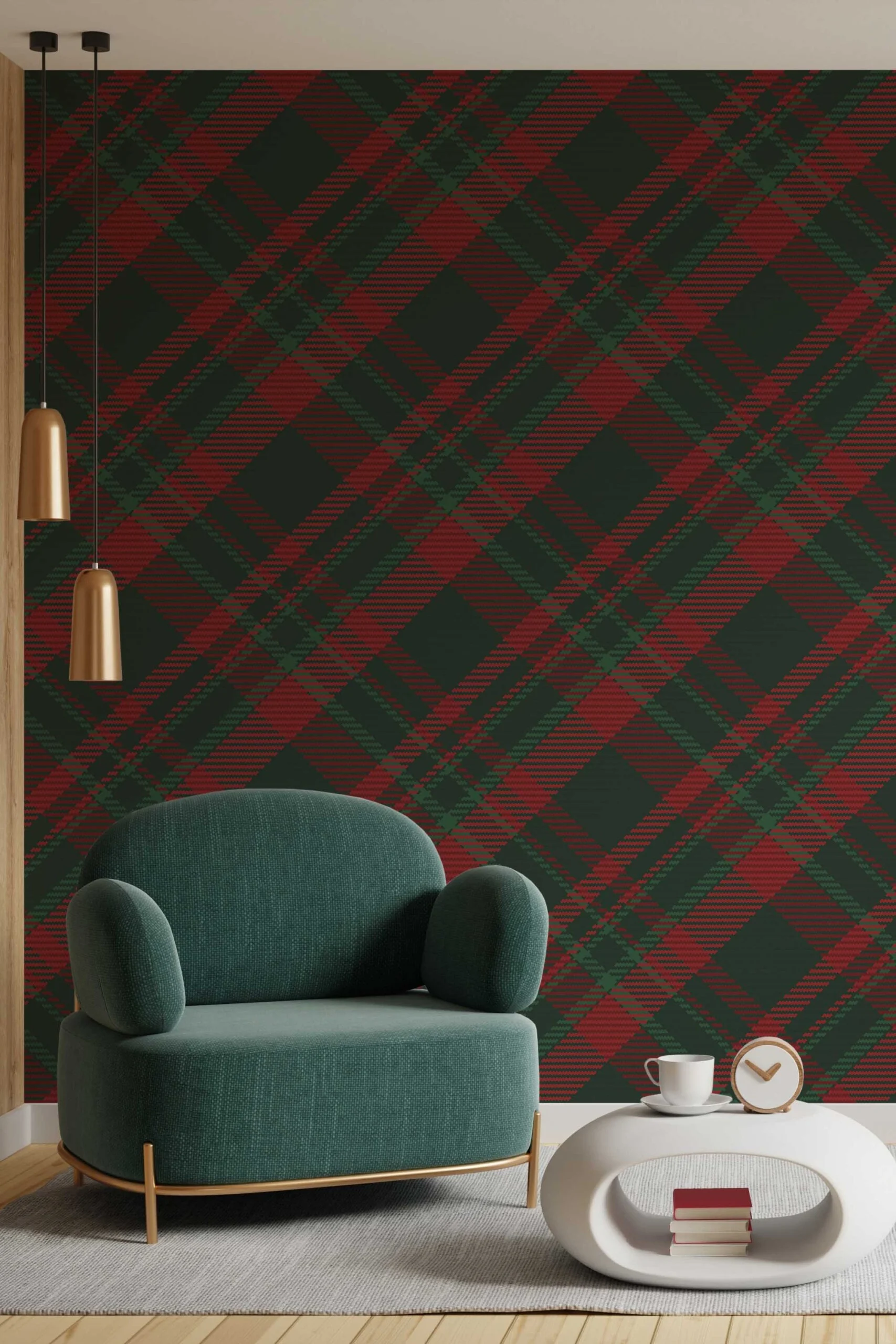 Granny’s Green Christmas Tweed Wallpaper