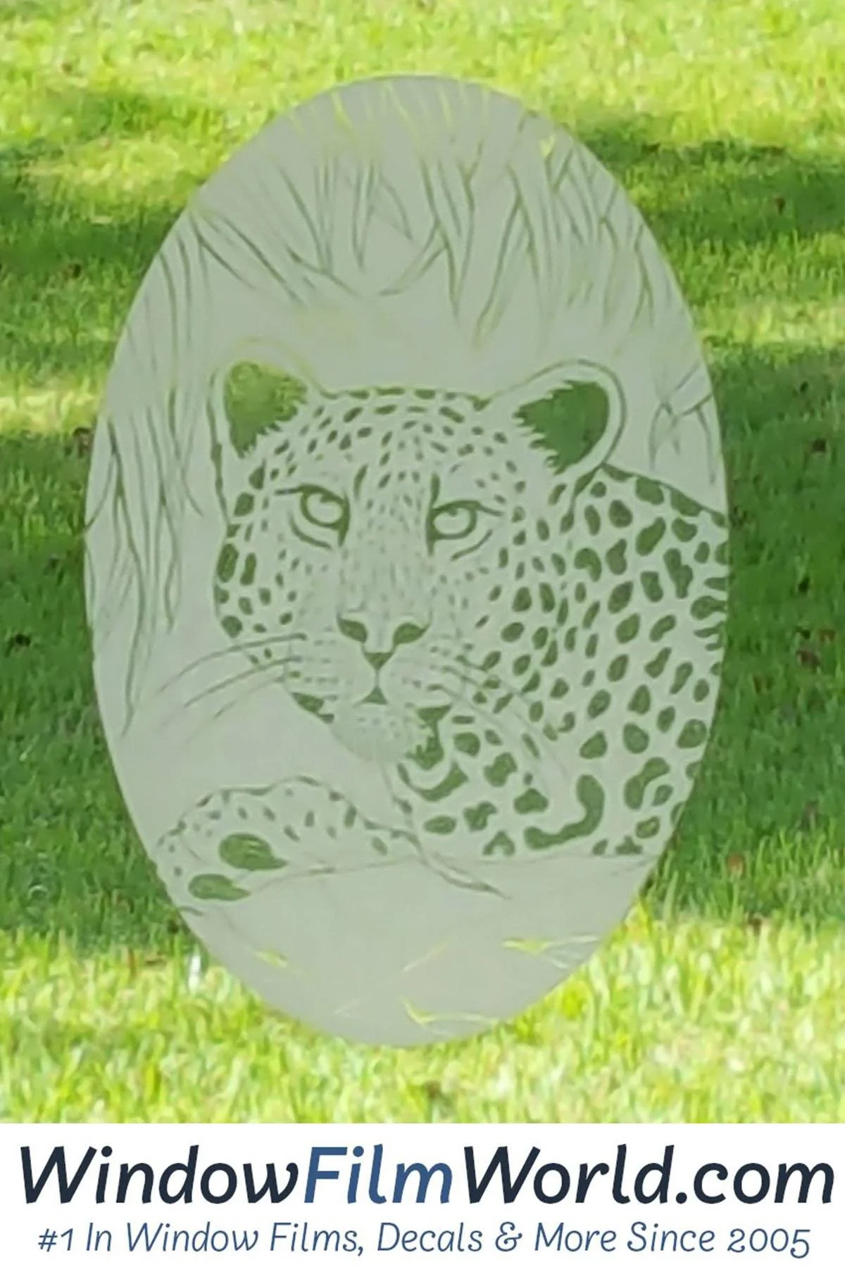 Oval Leopard Etched Glass Decals | (Static Cling )