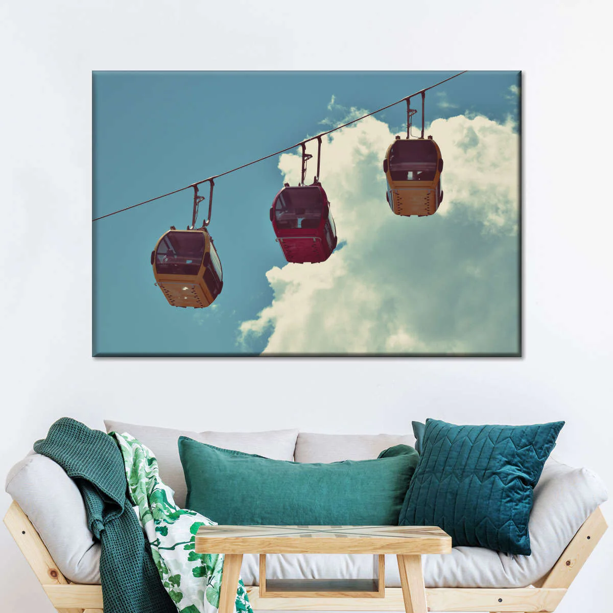 Cable Cars Cloudy Sky Wall Art