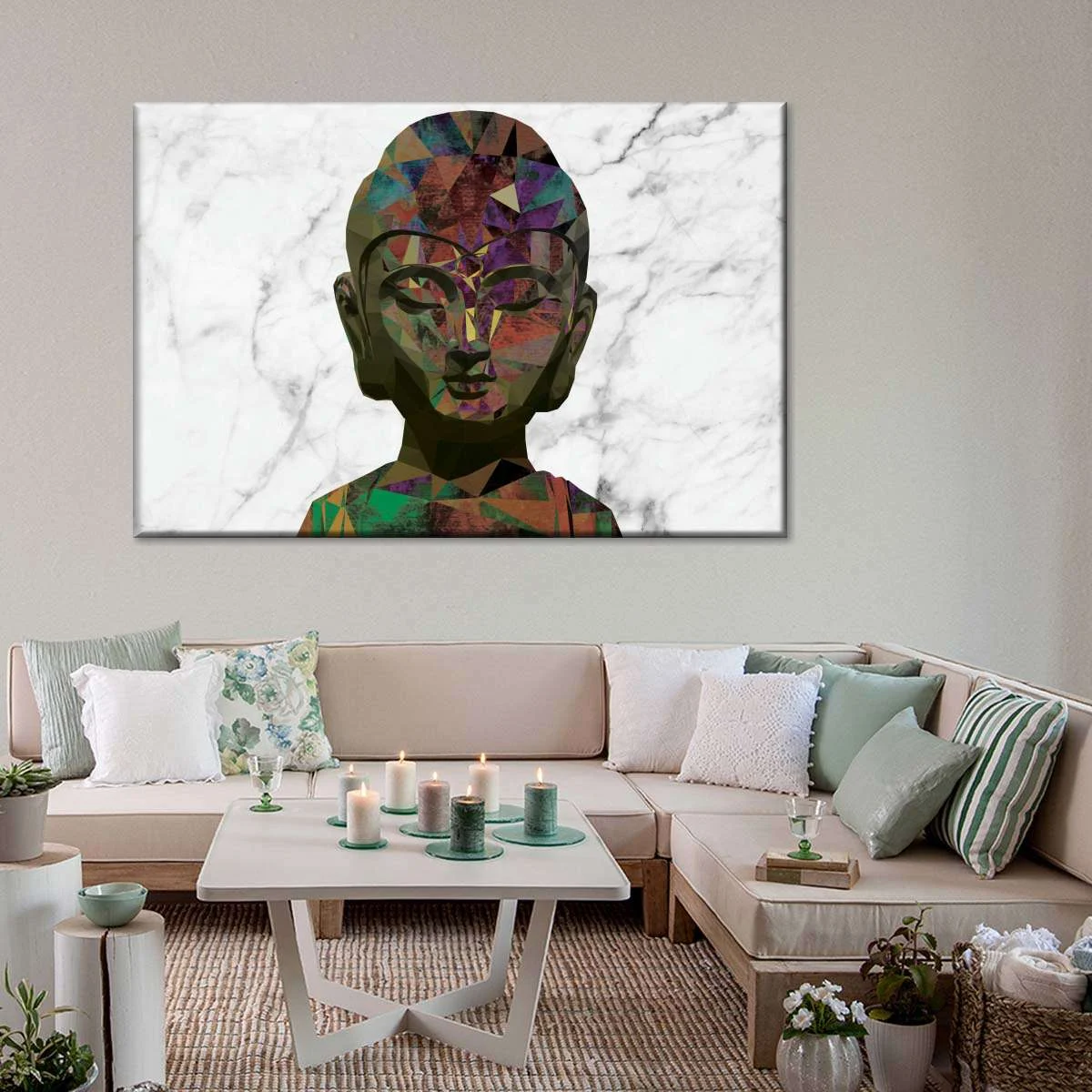 Colorful Prismatic Buddha Wall Art