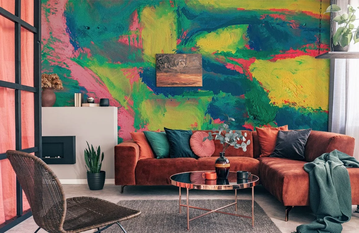 Vibrant Abstract Artistic Brush Mural Wallpaper