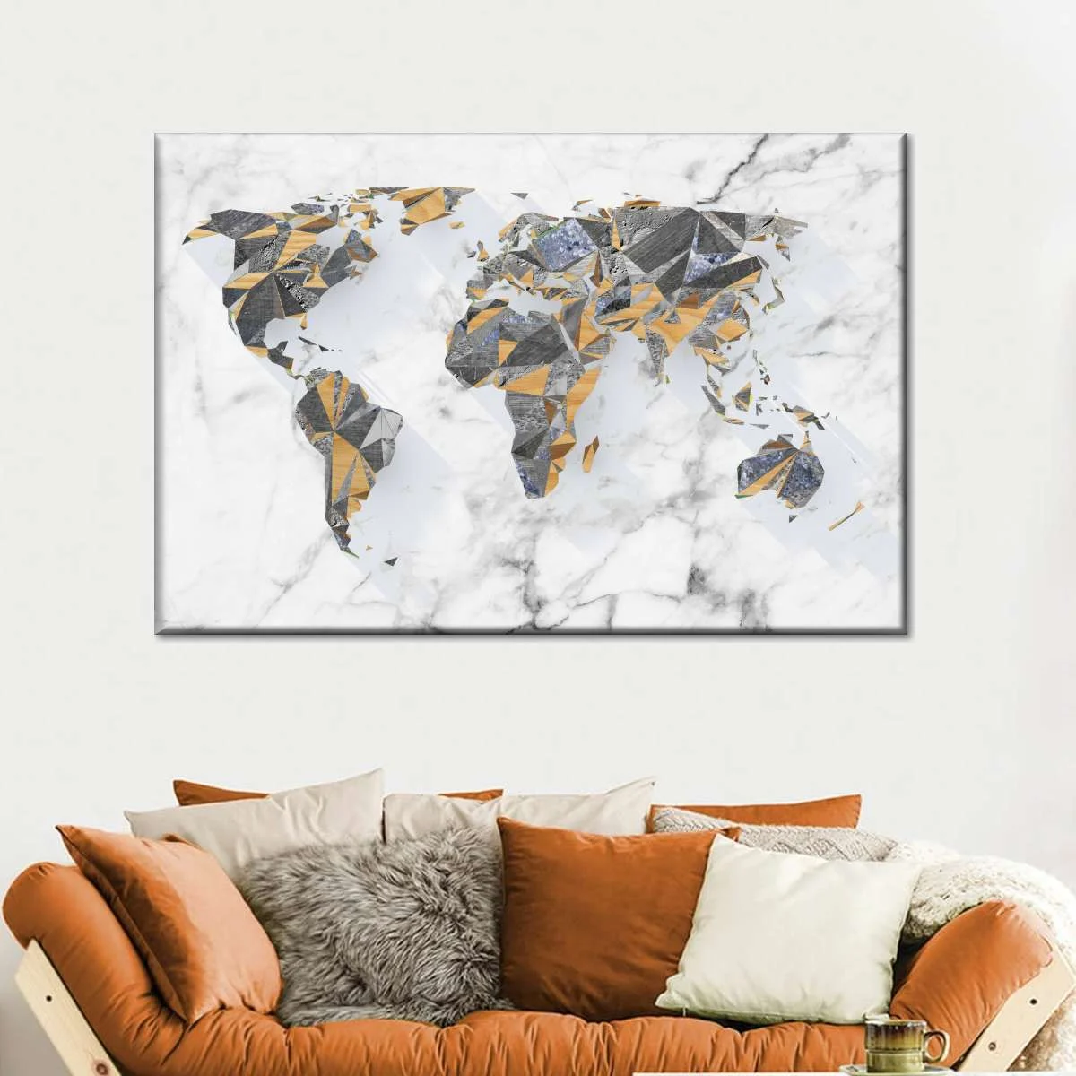 Geo Marble World Map Wall Art