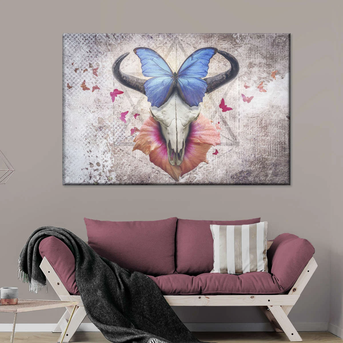 Butterfly Bull Skull Wall Art