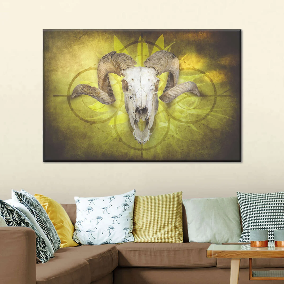 Big Horned Ram Skull Wall Art