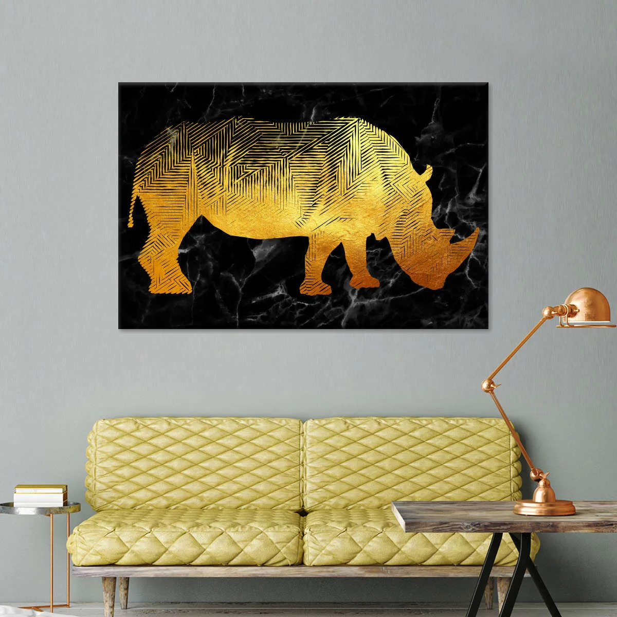 Geometric Rhinoceros Wall Art