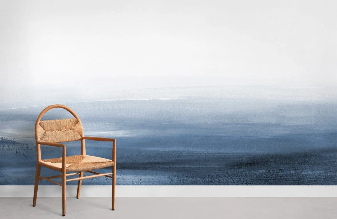 Serene Blue Watercolor Abstract Wall Mural