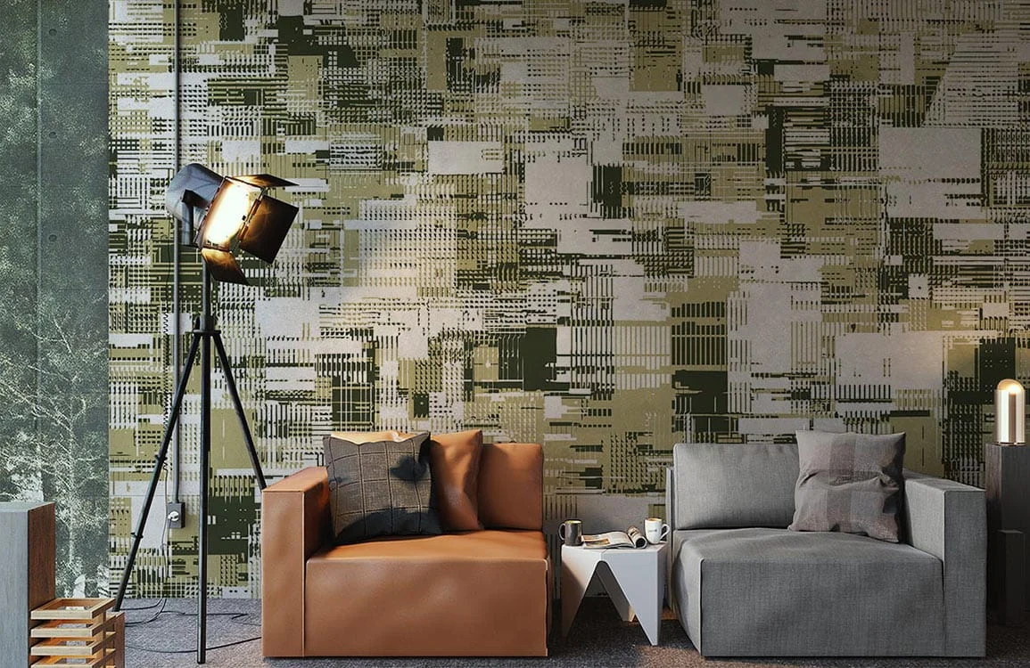 Modern Abstract Geometric Gold Mural Wallpaper