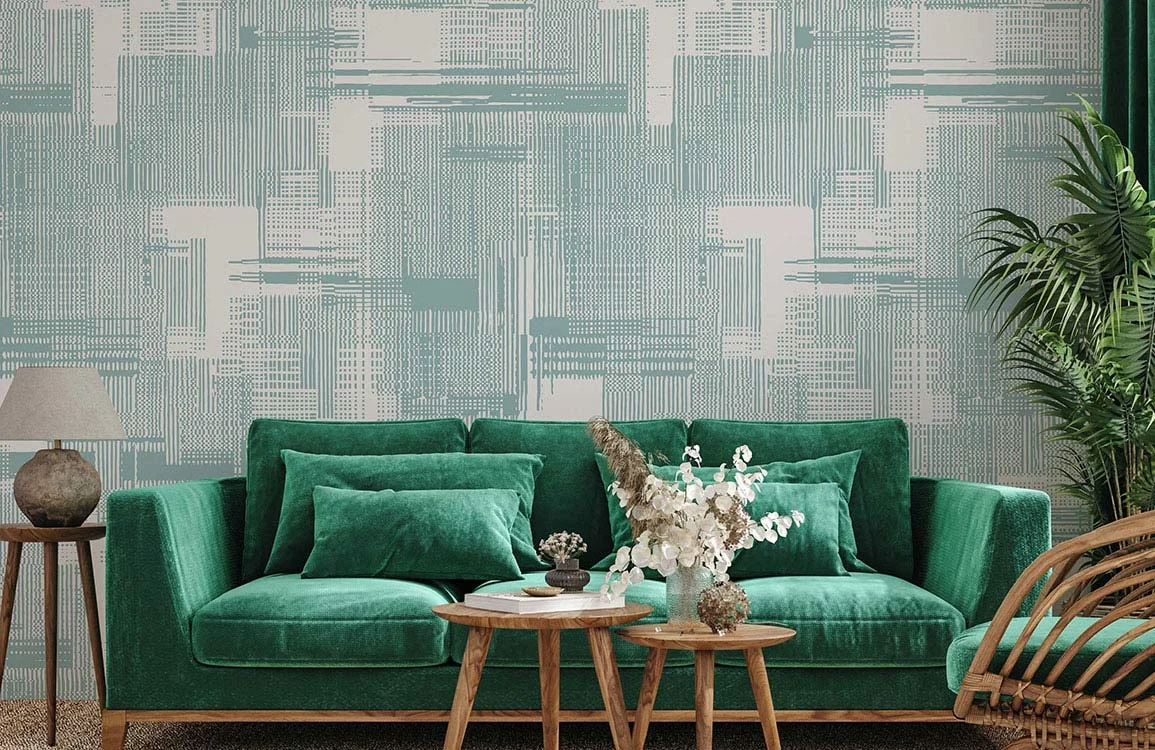 Modern Abstract Geometric Blue Mural Wallpaper