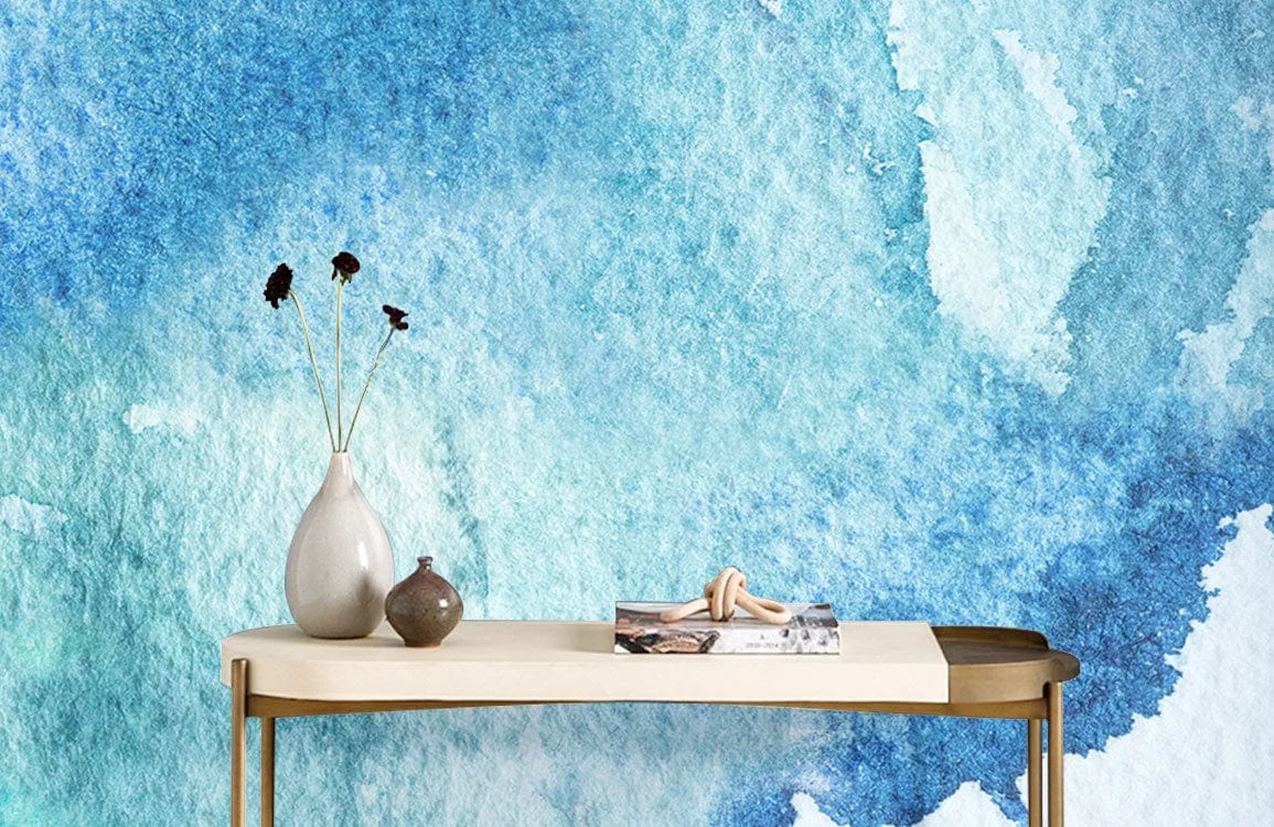 Serene Blue Watercolor Abstract Mural Wallpaper